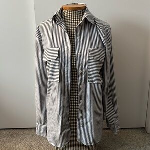 Blue and White Striped Button up